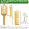 Bamboo Hair Brush Comb Set for Women, Wooden Paddle Detangling Brush for Thick Thin Curly Straight Wavy Fine Hair, Wide Tooth & Tail Comb Great for Wet or Dry Use, Hairbrush Cleaning Tool Included