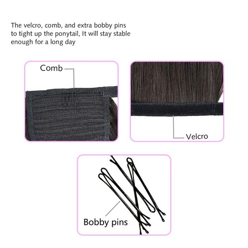 18" Straight Wrap Around Ponytail Human Hair Extensions for Women 100gram Chocolate Brown #4