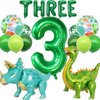 18pcs Dinosaur Theme Birthday Party Decorations, Giant 3D Standing Dinosaur Balloon, Number 3 Boy Birthday Party Supplies, Dinosaur 3rd Green Latex Mylar Foil Balloon Baby Shower Supplies (Number 3)
