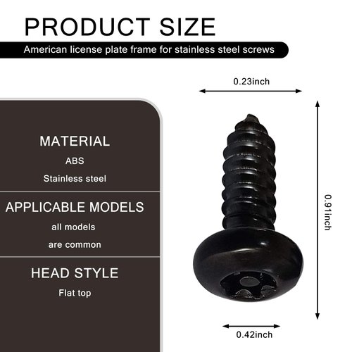 QODOLSI 8 Sets Car License Plate Frame Stainless Steel Screw Kit, US Standard License Plate Anti-Shock Anti-Rust Buckle Accessories with Wrench, Anti-Theft Bolts, Universa for Most Cars (Black)