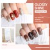 Gellen Jelly Gel Nail Polish, Translucent Gel Polish Kit Sheer Amber Tones Brown Milky White Glitter Gold, Trendy Home Salon DIY Nail Art Gel Nail Kit