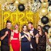 AIBIIN 89pcs 2025 Happy New Year Decorations Kit New Years Eve Party Supplies Black and Gold Party Decorations for Happy New Year Party Decoration