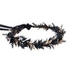 MOSTORY Handmade Elf Black Flower Crown - Gothic Adjustable Floral Tiara Headband Dark Fairy Hair Wreath Medieval Accessory for Halloween Carnival Wedding Cosplay Mardi Gras