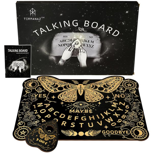 Tirmanaz Talking Board, Wooden Spirit Board Game for Ghost Hunting, Butterfly Talking Spirit Board with Guide Book, for 2 or More Players
