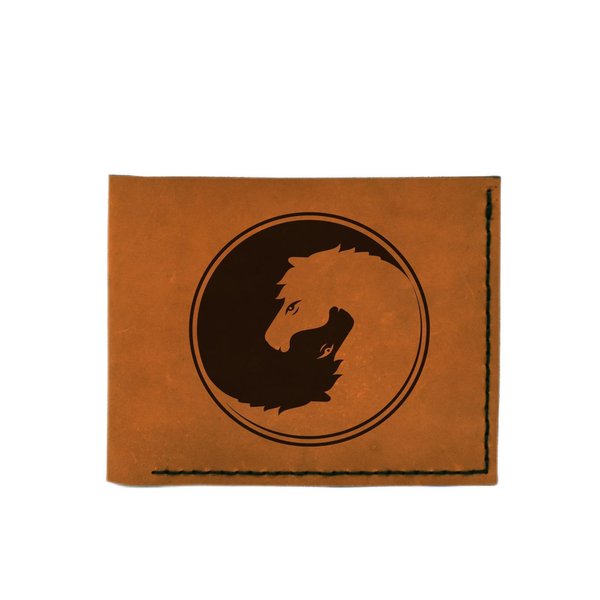 VietsWay Men's Head Horse Yin Yang Handmade Genuine Leather Trifold Wallet MHLT_05