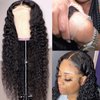 Espive Deep Wave Lace Front Wigs Human Hair Pre Plucked 13x4 Hd Lace Frontal Wigs Brazilian Deep Wave Human Hair Wigs for Women 180% Density Natural Color 30 inch