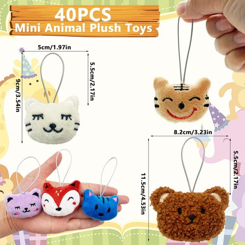 XIPEGPA 40 PCS Mini Animal Plush Toys Set Cute Small Animal Stuffed Toy Keychain for Party Favors Keychain Ornament for Goody Bag Easter Egg Stuffers Carnival Birthday Party Classroom Prizes