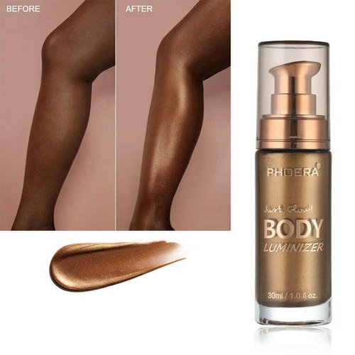 PHOERA High Gloss Waterproof Body Luminizer Glitter Face Shimmer Moisturizer Lotion Tan Cream Foundation Makeup Bronzer AQUAPURITY (103 Glistening Bronze)