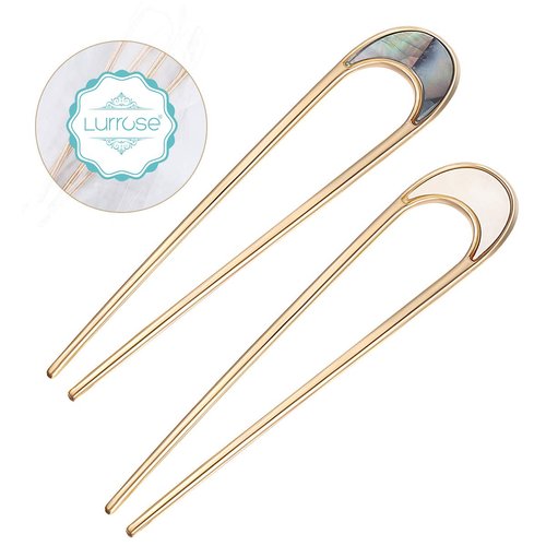 Lurrose 2pcs Hair Sticks Vintage Metal Hair Pins Moon Elegant Hair Chopsticks U Shaped Headdress Hair Styling Accessories for Woman Girls