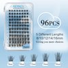 KevKev Lash Clusters 96Pcs Eyelash Clusters Lashes Wispy Natural Style Lashes Clusters Individual Lashes Natural Look Cluster Lashes DIY Eyelash Extension Super Thin Band & Soft (Oasis,D-8-16mix)
