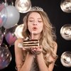 KICOSY 21st Birthday Crowns and Sashes for Women, Birthday Sash Princess Tiara Headband Elegant Rose Gold Crown with Combs for Girls Crystal Tiaras Birthday Headpieces for Party Hair Accessories Gifts