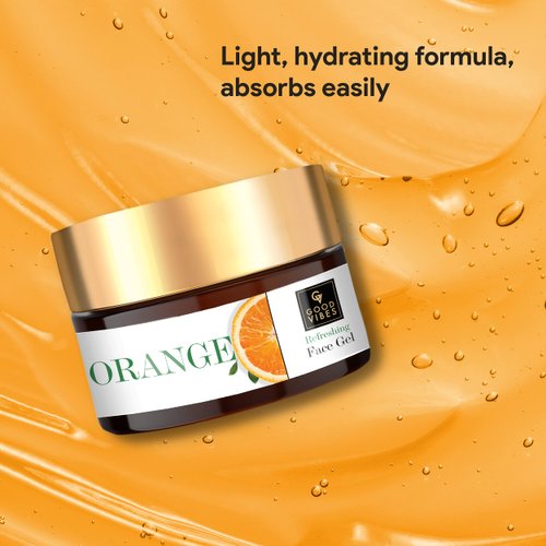 Good Vibes Orange Refreshing Face Gel | Hydrating Anti Aging Face Moisturizer | Lightweight Cream Formula For All Skin Types | No Parabens & Sulfates 3.53 Oz (100g)