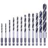 NordWolf 12-Piece Brad Point Wood Drill Bit Set for Carpenter Woodworking, Double Flutes Design with 1/4" Hex Shank, SAE Sizes 1/8" to 1/2"