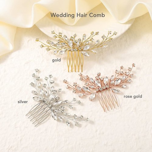 Jakawin Bride Wedding Hair Comb Crystal Hair Piece Silver Rhinestone Headpiece Bridal Hair Accessories for Women HC113 (Silver)