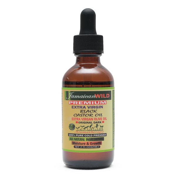 Jamaican wild Premium | Extra Virgin Black Castor Oil with Extra Virgin Olive Oil | Original Dark | 100% Pure Cold Pressed | All Natural Ingredients | Moisture & Growth - 2 Fl oz
