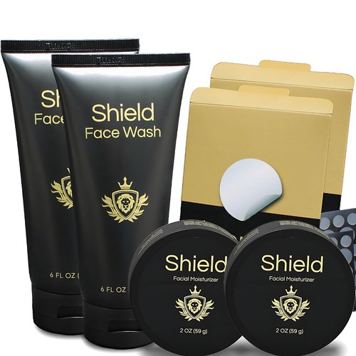 Shield System, Acne System for Men, Face Wash, Moisturizer, Pimple Patches, Shield Men's Skin Care Set (4 Months)
