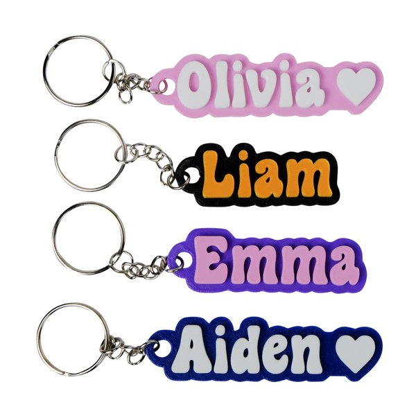 SuperFineDeesigns Custom Keychain Groovy Font, Personalized Key Chain, Customized Name Text Tag, Bulk Discounts