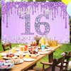 Avezano Sweet 16 Birthday Banner Glitter Purple Diamonds Sweet 16 Party Decorations Sweet 16 Backdrop for Girls' Sweet 16 Birthday Sweet Sixteen Party Supplies 70.8 x 43.3 Inch