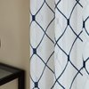 Top Finel White Short Sheer Curtains 54 Inch Length Navy Embroidered Diamond Grommet Window Curtains for Living Room Bedroom, 2 Panels