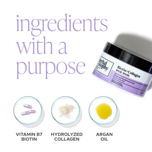 Herbalosophy Bitoin & Collagen Hair Mask – Thickening & Strengthening Formula for Thin & Dry Hair – Salon-Quality Haircare with Natural, Healthy Ingredients. Vegan. Sulfate & Paraben Free. 8.5oz
