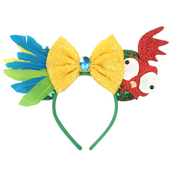 zhezesmila Shiny Mouse Ears Headband, Hot Chicken Ears with Sparkly Bow Hawaii-Headwear Decoration Hair Accessories for Girls Women Adult Kids Birthday Party