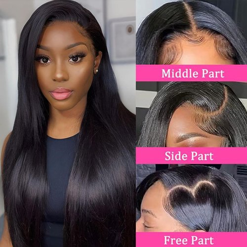 MARYLING Lace Front Straight Wigs Pre-Plucked Hair 13X4 Glueless 28 Inch HD Lace Wigs with Baby Hair for Black Women Long Straight Synthetic Lace Front Wig (28inch)