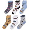 Jefferies Socks Little Boys Trains Trucks Cars Pattern Crew Socks 6 Pack, Multi, X-Small