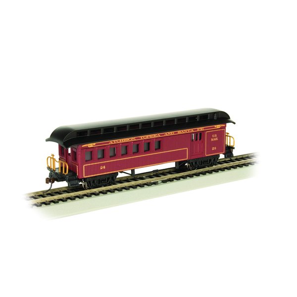 Old-Time Combine Car with Round End Clerestory Roof - Santa FE - HO Scale