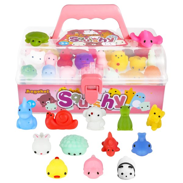 Aeyohni 50 Pcs Squishies Mochi Squishy Toys for Kids Party Favors Stress Relief Fidget Toys Classroom Prizes Birthday Christmas Easter Valentine's Day Gift for Kids Girls Kawaii Mini Squishy Toys