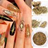 Holographic Gold Glitters Nail Art Sequins 3D Glitter Nail Flakes Decoration for Women Girls Manicure Tips DIY Acrylic Nails Supplies Shining Nail Art Design Nail Art Accessories (8 Boxes)