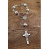 Nazareth Store Saint Benedict Evil Protection Medal White Clear Crystal Beads Rosary Car Auto Mirror Rearview