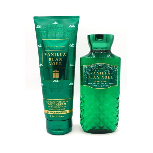 Vanilla Bean Noel, Bath and Body, Bundle Set of Shower Gel Body Wash and Body Cream