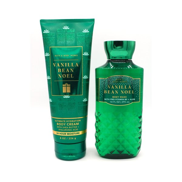Vanilla Bean Noel, Bath and Body, Bundle Set of Shower Gel Body Wash and Body Cream