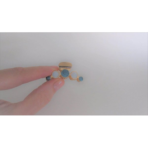 Generic Small gold metal and blue marble hair claw clip