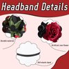 PAFUWEI Rose Flower Crown, Rose Floral Headpiece Hair Wreath Floral Headband Flower Hair Accessory, Suitable for Wedding, Parth, Mother's Day, Birthday, Daily Wear, Red and Black