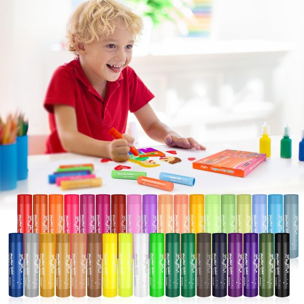 MayMoi Tempera Paint Sticks, Bright Colors Tempera Paint Sticks Quick Drying, Easy to Color and Washable Paint Crayons for Kids and Students (36 Colors)