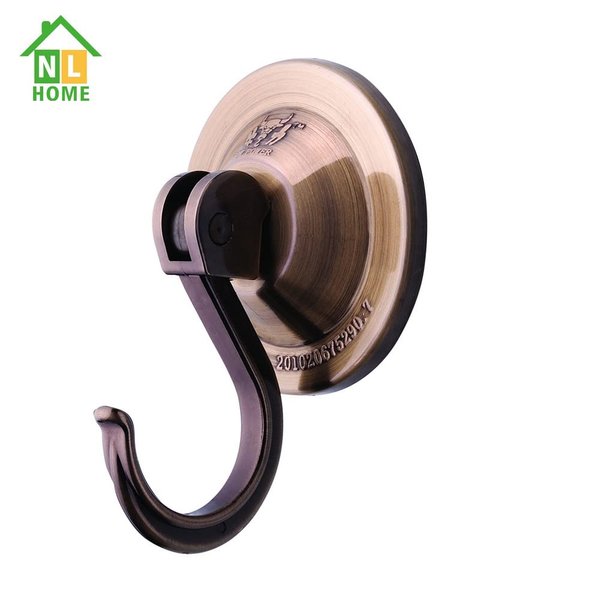 NL HOME Wreath Hangers for Glass Door or Window, 2-Pack Strong Suction Cup Utility Hooks, Antique Gold