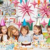 Pink Silver Star Balloons,Explosion Star Balloons Kit with 6Pcs 22Inch Cone Star Foil Balloons and 10Pcs 10Inch Four Pointed Star Balloons for Birthday Anniversary Disco Party Decorations