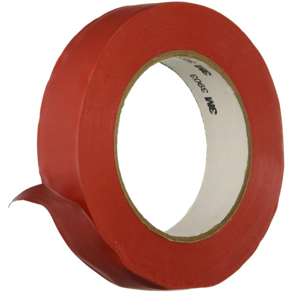 3M 3903 Vinyl Duct Tape Roll - 1 in. x 150 ft. Red, Moisture, Chemical Resistant, Rubber Adhesive Tape with Embossed Vinyl Backing.