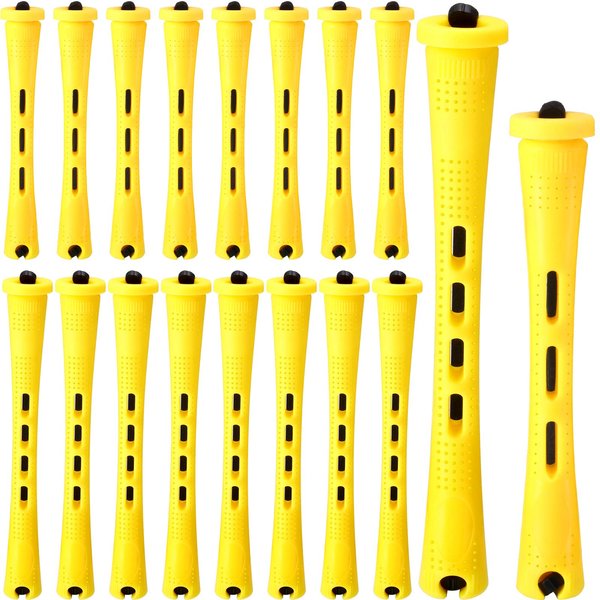 48 Pieces Hair Perm Rods 2 Sizes Plastic Cold Wave Rods Perming Rods Hair Rollers Curlers for Hairdressing Styling (Yellow,0.28 x 2.36 Inch, 0.28 x 3.27 Inch)