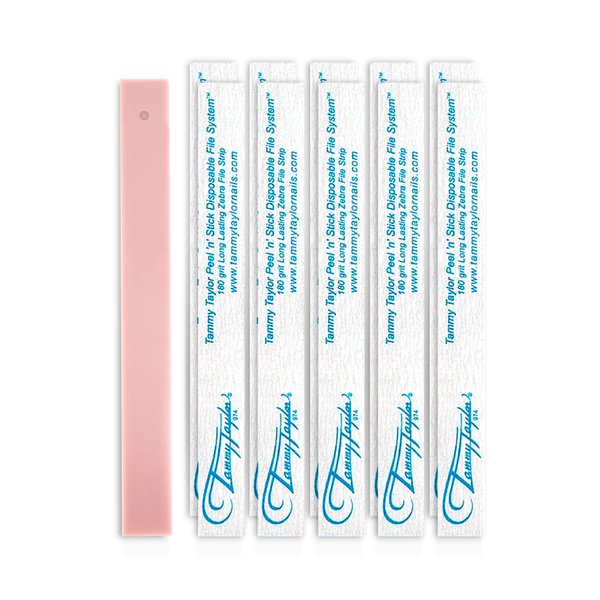 Tammy Taylor Natural Nail Art Files | Peel 'N' Stick Disposable Zebra 180 Grit Nail File with Professional Emery Boards | Gel Polish, Nail Lacquer, Fingernail and Toenail Care | 50 Pack