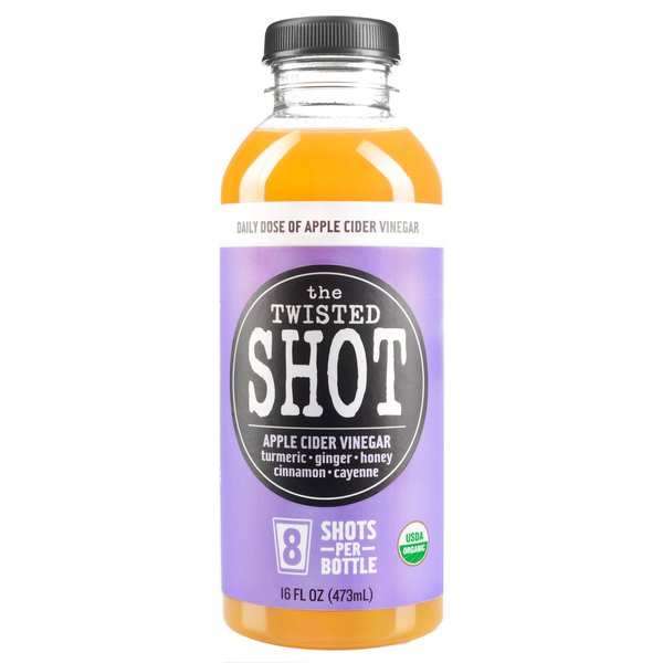 The Twisted Shot | Apple Cider Vinegar Shots with Turmeric, Ginger, Cinnamon, Honey & Cayenne | Wellness Drink | 100% USDA Certified Organic | Gut Health | 1-Pack of 16oz Bottle