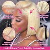 FJsuprise Blonde Bob Wigs Human Hair 613 Lace Front Bob Wigs Human Hair Pre Plucked 13x4 HD Transparent Lace Frontal Bob Wigs For Black Women Glueless Short Straight Bob Wig With Baby Hair 14 Inch
