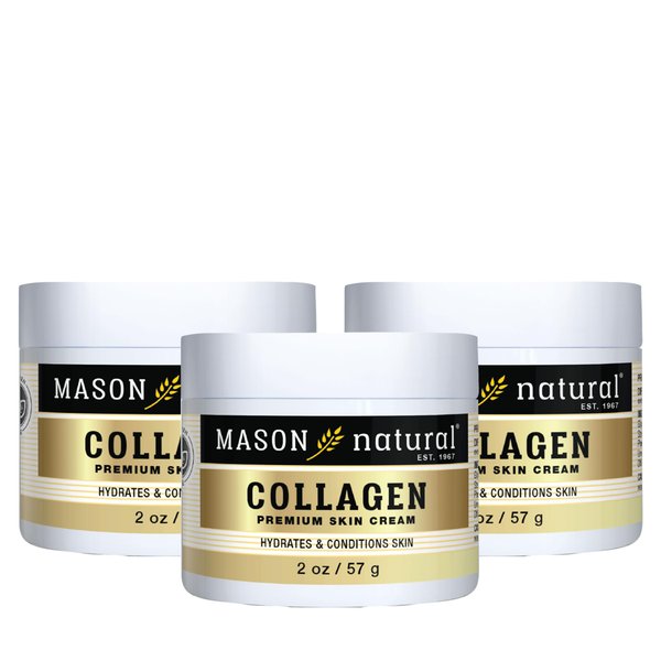 MASON NATURAL Collagen Premium Skin Cream, Women’s Anti-Aging Face & Body Daily Moisturizer for Hydration & Firmness, Pear Scent, 2 oz each (3 Pack)