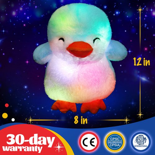 Glow Guards Light up Penguin Stuffed Animal Snuggle Soft Plush Toy with LED Night Lights Glow Birthday Children's Day for Toddler Kids, 12''