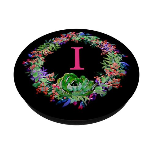 Cell Phone Pop Out Grip Holder,Cute Cactus Monogram Letter I PopSockets Grip and Stand for Phones and Tablets