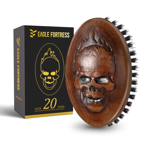 Inferno Styler by EAGLE FORTRESS 100% Boar Bristle Beard Hair Brush for Men - Portable Military Style Beard Brush with Hand-Polished Wooden Handle - Smoothing for Effortless Grooming