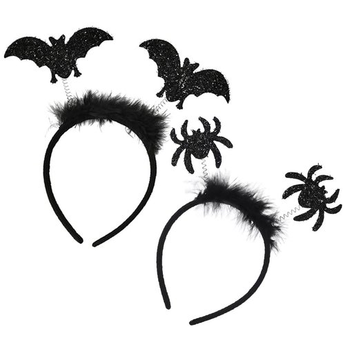 Generic Halloween Headbands Hair Bands for Women's Girls Spider Bat Headbands Kids Adult Halloween Hair Hoop Halloween Head Bands for Cosplay Halloween Party Decorations, Black-2pcs