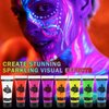 QIUFSSE Glow in the Dark Face Paint and Body Paint Set,8 Tubes Neon Face Paint and Body Paint for Skin,UV Blacklight Paint for Kids Adults Neon Party Music Festivals Halloween Makeup