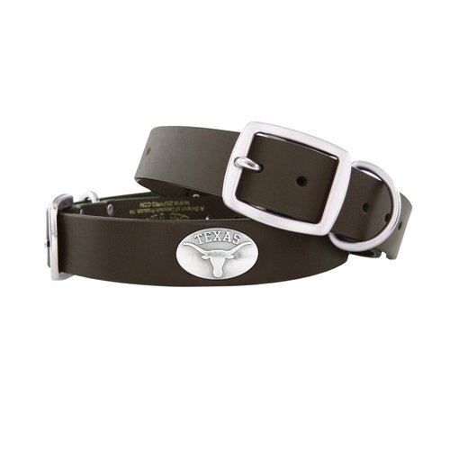 ZEP-PRO Texas Longhorns Brown Leather Concho Dog Collar, Medium